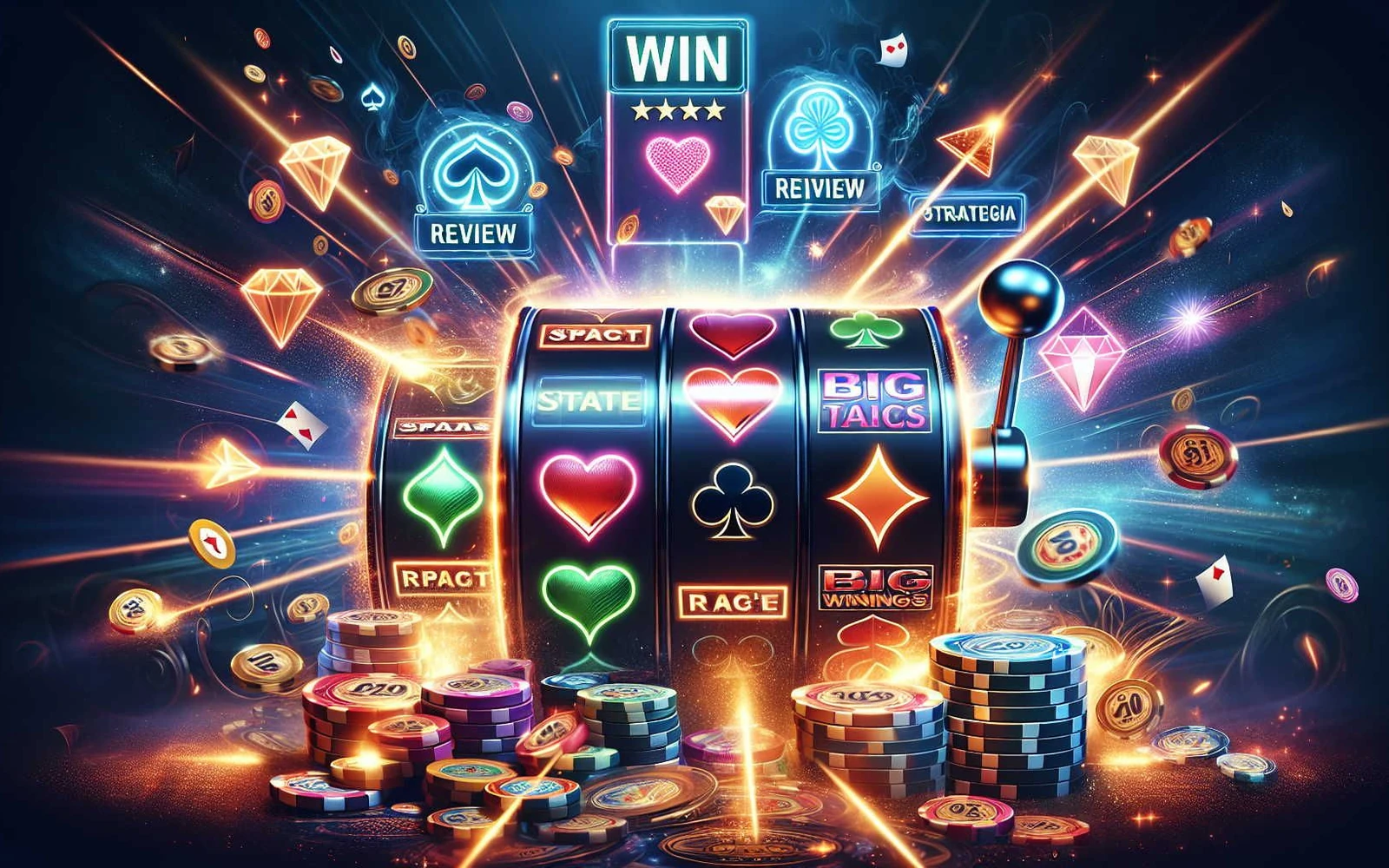 Reel slot video dengan simbol dan latar permainan cerah